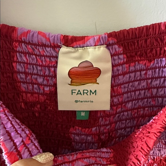 Farm Rio Floral Red and Purple Puff Sleeve Dress M - Picture 6 of 9